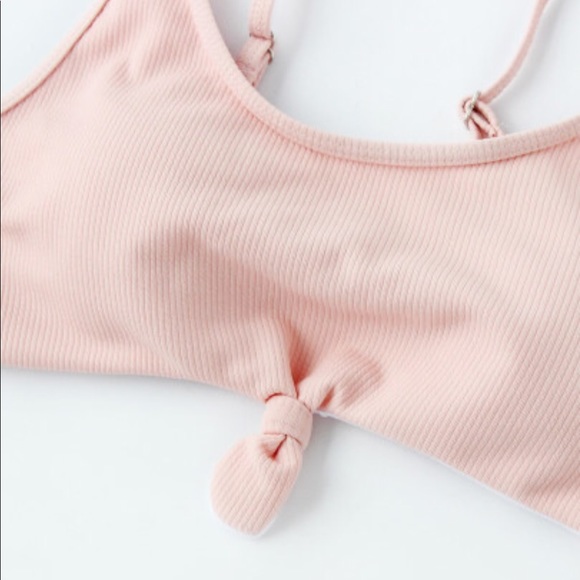 🆕Blush pink knot front tie ribbed bikini set - Picture 5 of 7